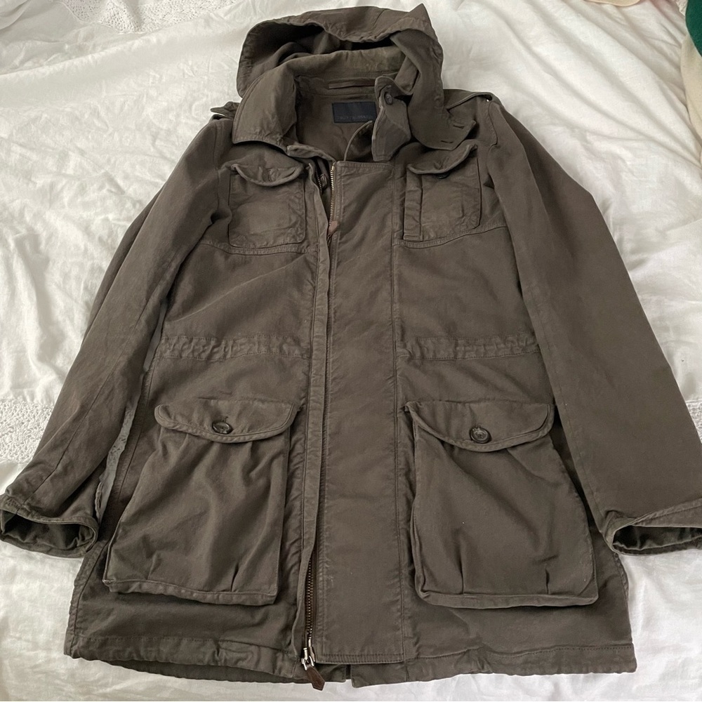 Tru Trussardi Sz 52 LARGE/XL Green Field Jacket Coat Trench fishing hunting